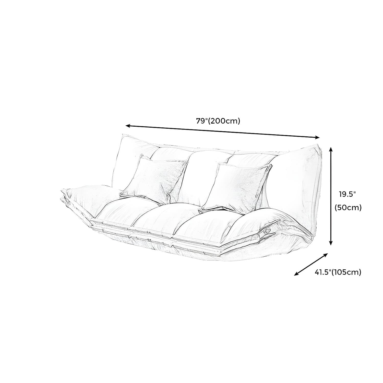 Modern Tight Back Convertible Sleeper Sofa Fabric Armless Solid Color Sofa thumbnail 17