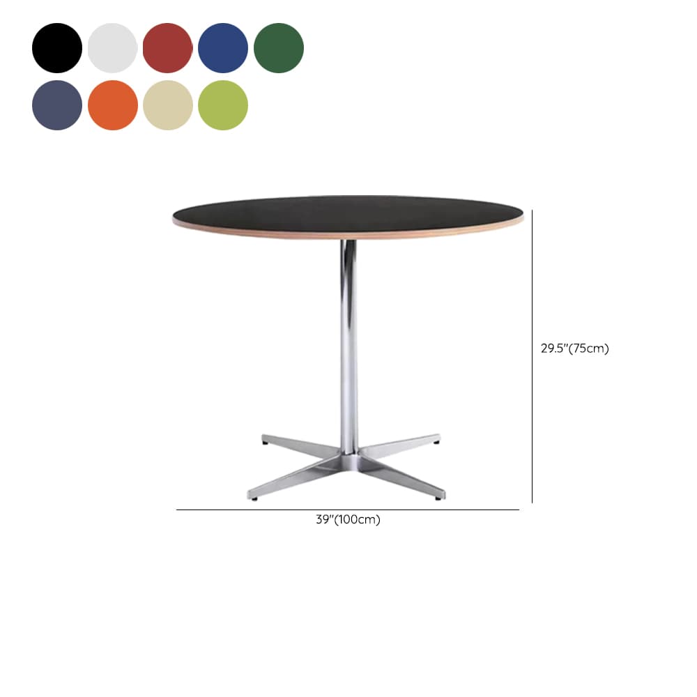 Trendy Orbicular Dining Table with Timber Top, Fixed Table Mechanism in Cerulean/Green/Apricot Color thumbnail 20