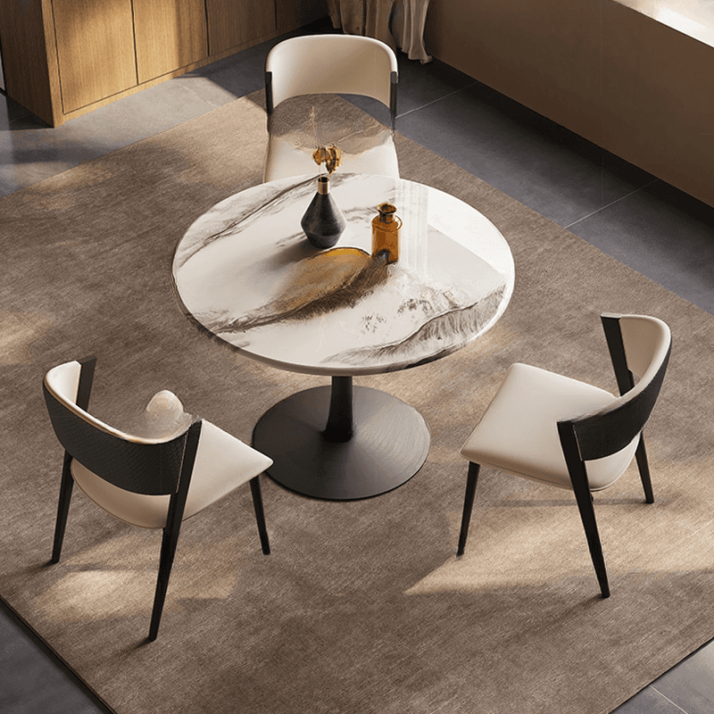 Art Deco Multi-Color Rounded Dining Table with Stone Top, Scratch-immune, Standard Height, Seats 2 thumbnail 5