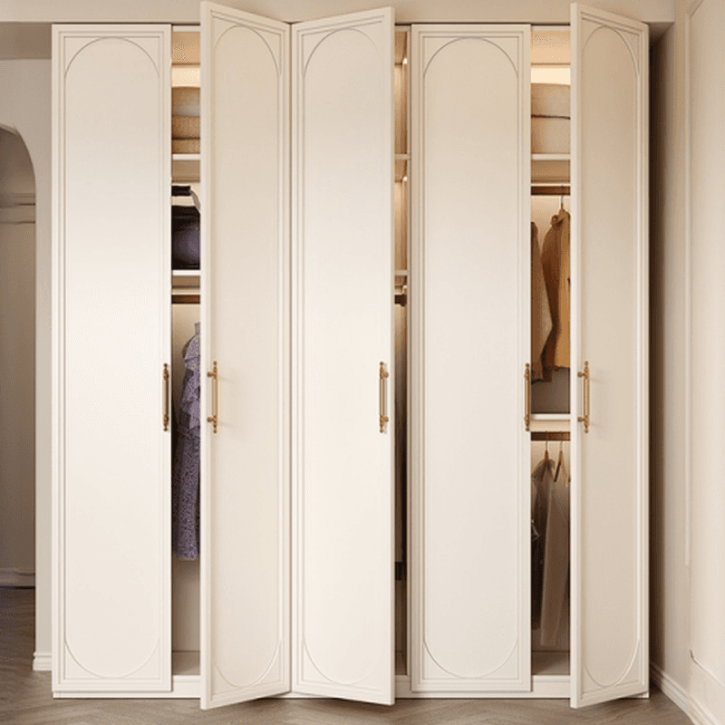 White Minimalist Laminate Wardrobe Closet with Compartments, Soft Close Door, Interior Shelves, and Clothing Rod thumbnail 3