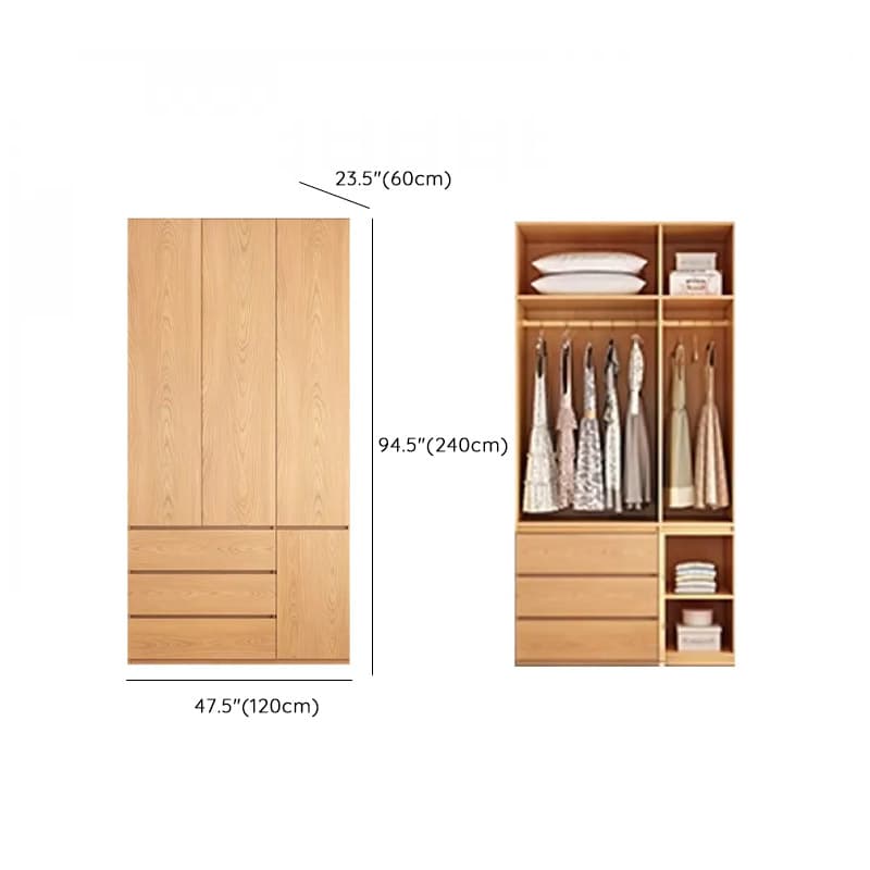 Natural Finish Unfixed Almirah Manufactured Wood Soft Close Drawer Soft Close Door Hinged thumbnail 16