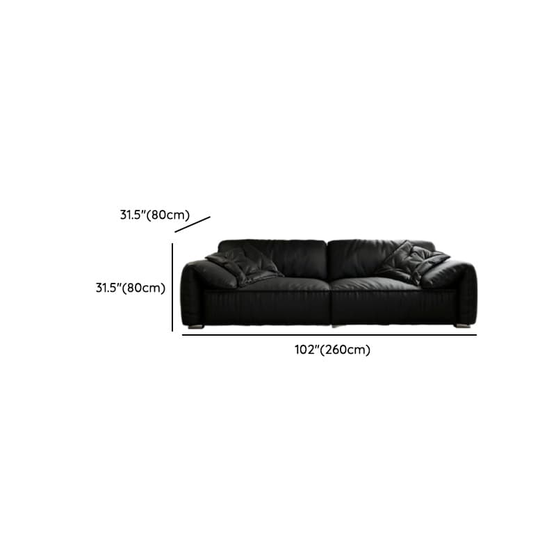 Modish Solid Color Water Resistant Standard Sofa in Midnight Black, Seats 5/4 Person/for 3 with 2 Pillows thumbnail 11