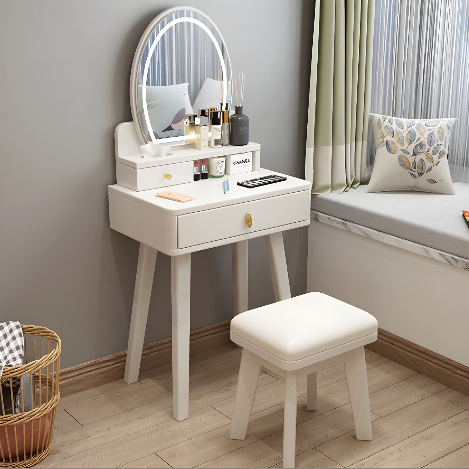 Traditions Dressing Table Bedroom Solid Wood with Drawer Mirror Make-up Vanity thumbnail 4