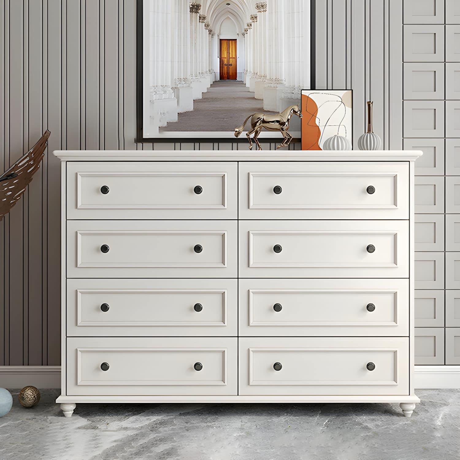 Solid Wood and Soft-Close Drawers Modern Chest with Wood Top thumbnail 4