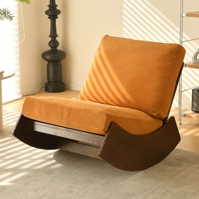 Dove Grey/Amber Color Modish Rocking Seat Upholstered and Scratch-proof Stationary with Spindle Back and Rear thumbnail 4