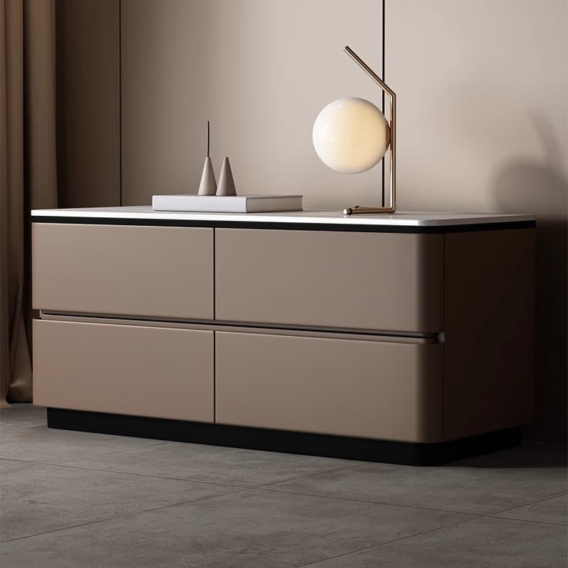 Modish Nightstand With Drawer Organization with 4 Drawers and Stone Tabletop thumbnail 2