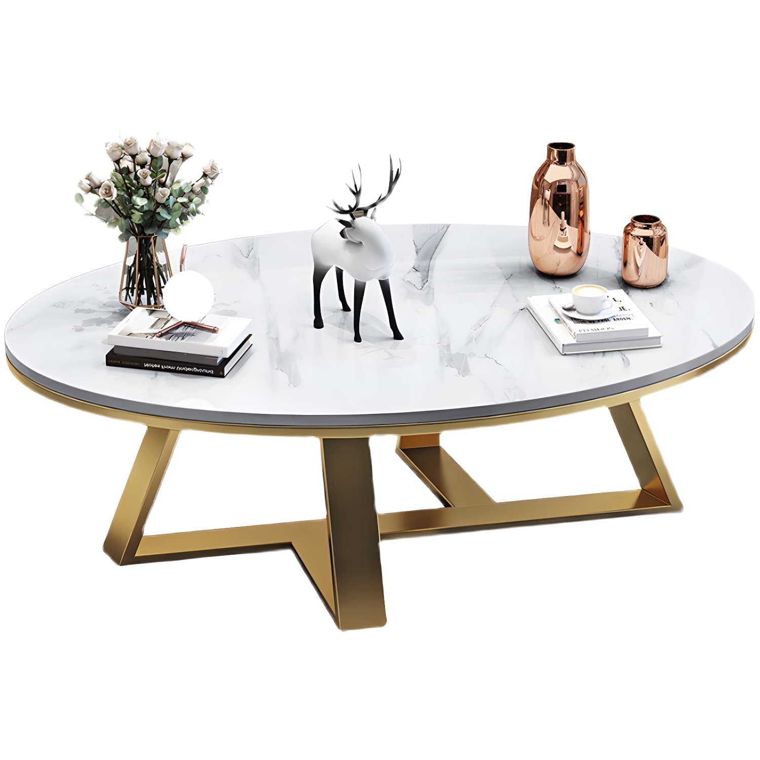 Slate Oval Coffee Table Minimalist Coffee Table for Living Room thumbnail 6