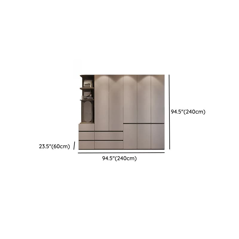 Sand Minimalist Laminate Cabinet Armoire with Soft Close Drawer, Soft Close Door, Interior Shelves, and Clothing Rod thumbnail 19