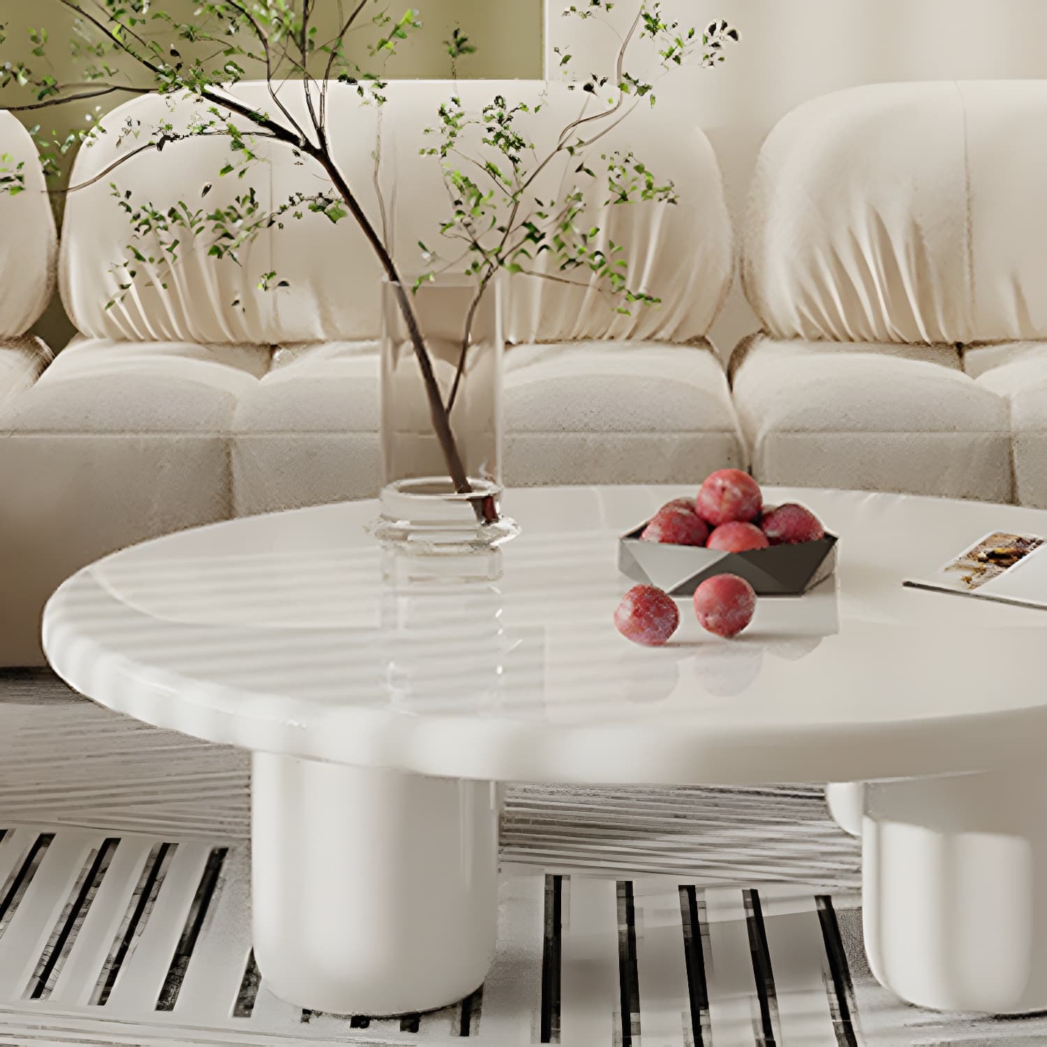 Scandinavian 4 Legs Coffee Table Round 1 Single Cocktail Table thumbnail 7