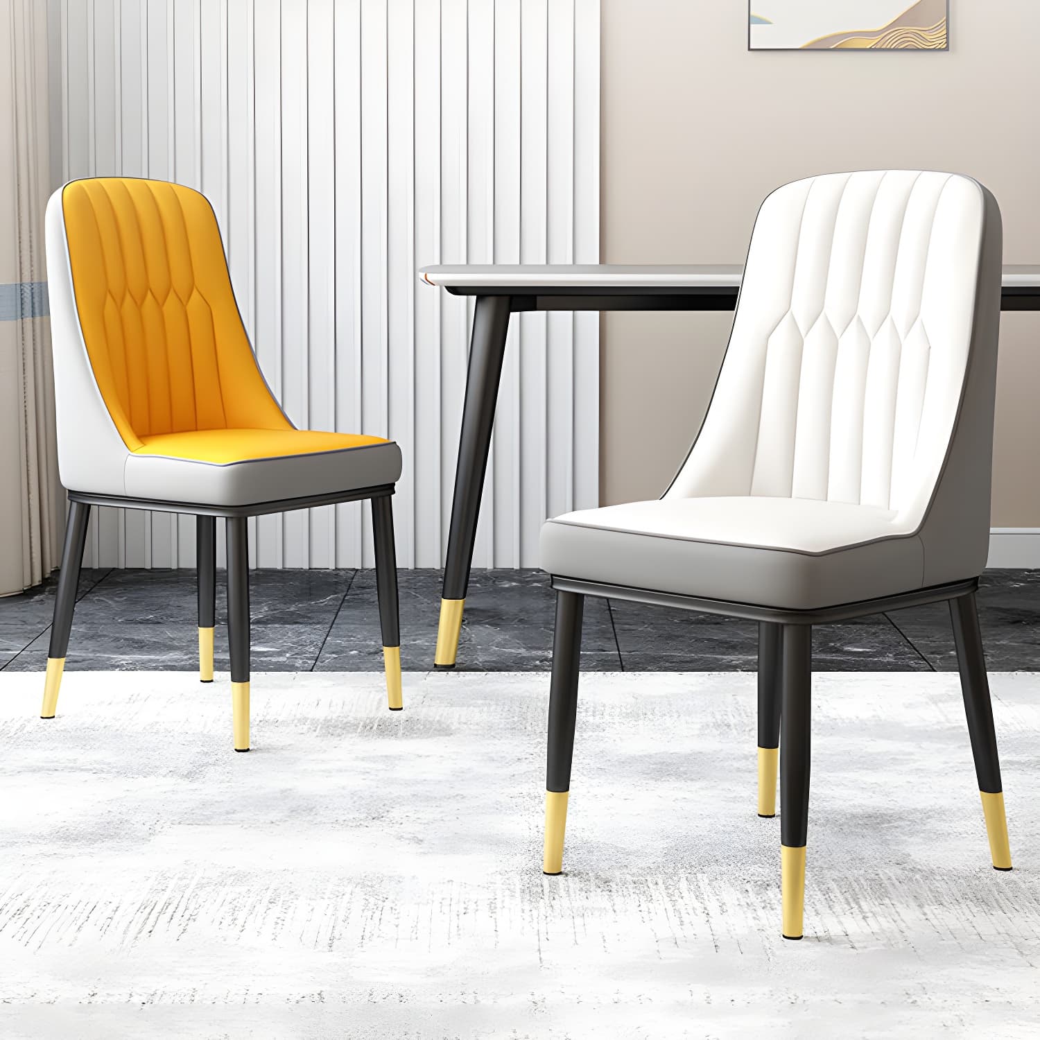 Glam Parsons Dining Side Chair Leather Indoor Dining Chair with Metal Legs thumbnail 23