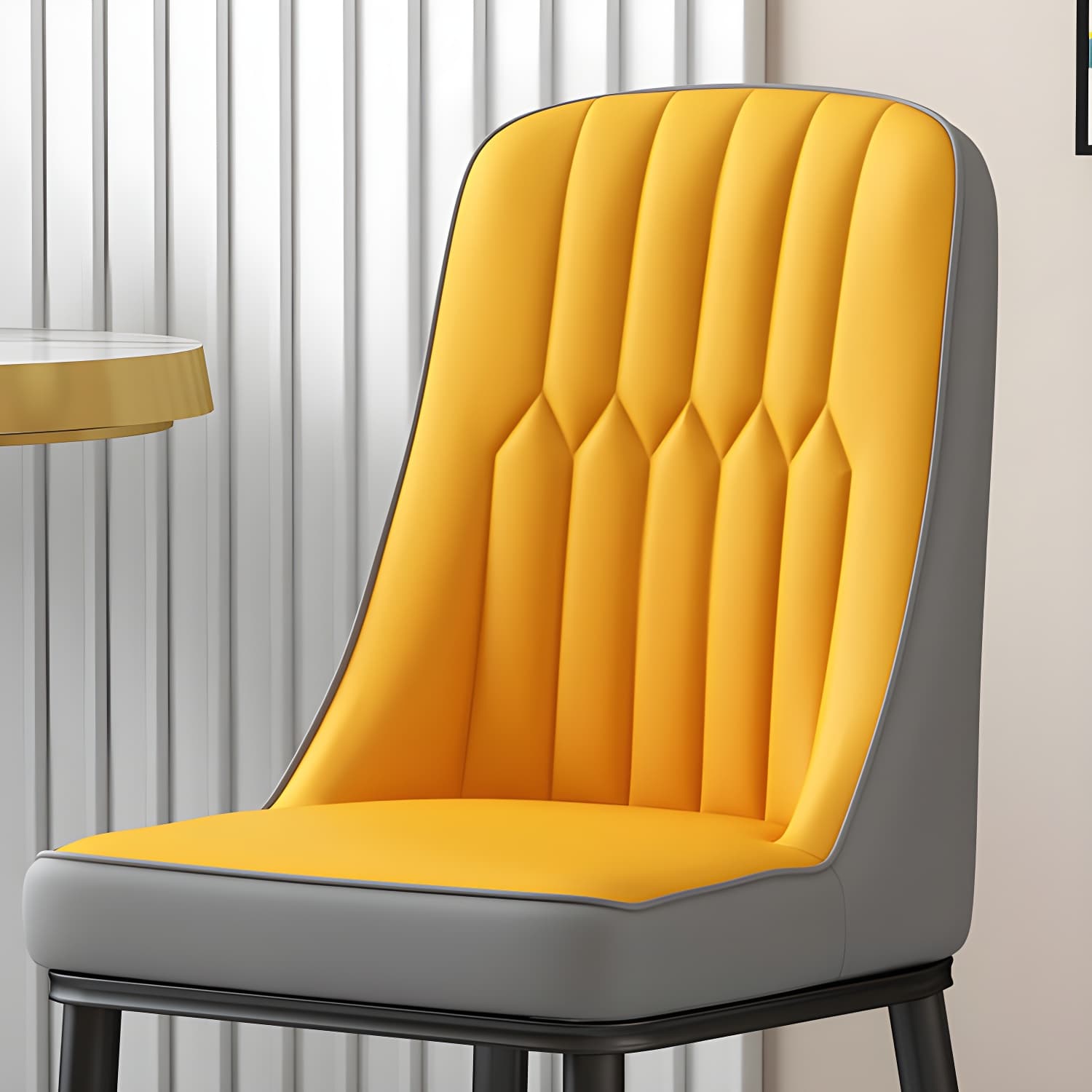 Glam Parsons Dining Side Chair Leather Indoor Dining Chair with Metal Legs thumbnail 18