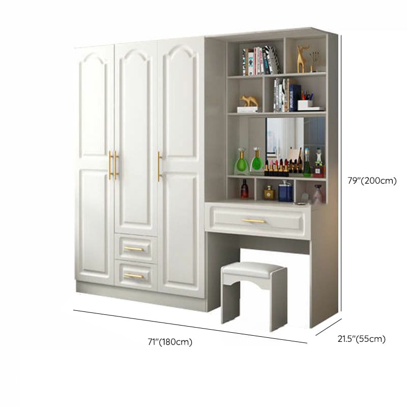Contemporary Wood Chalk Wardrobe Closet with Interior Shelves&Clothing Rack&3-Drawer/6 Drawers/5-Drawer thumbnail 31