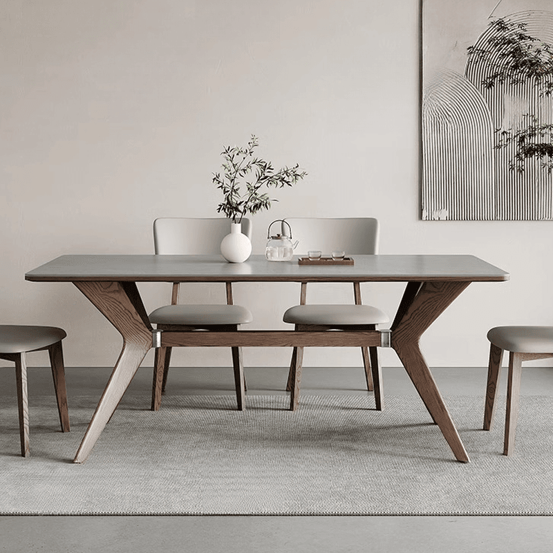 Slate Stone Dining Table Set for 6 People in Dove Grey thumbnail 1