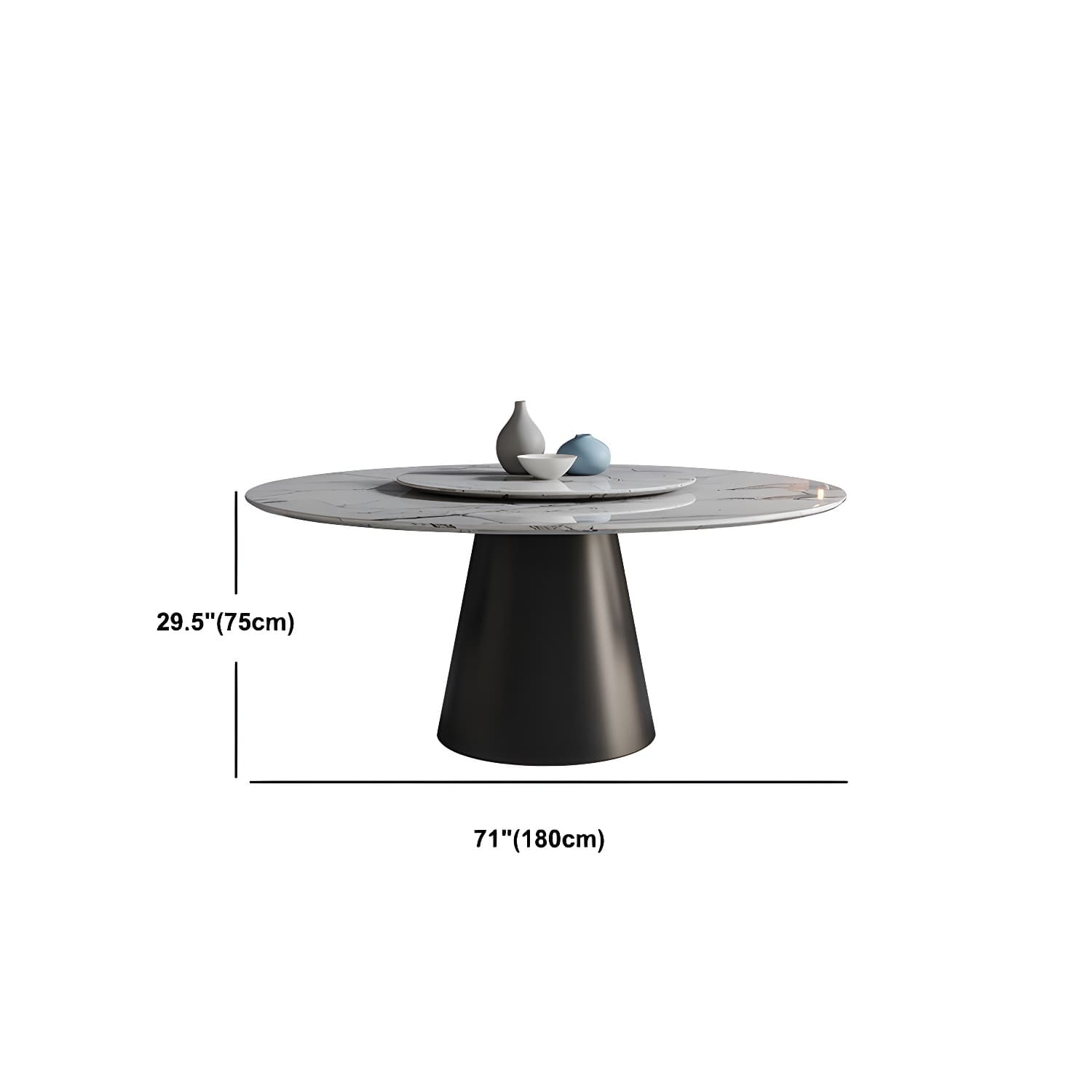 Contemporary Stone Round Dining Set 1/4/7/11 Pieces Turntable Dining Furniture for Home thumbnail 11