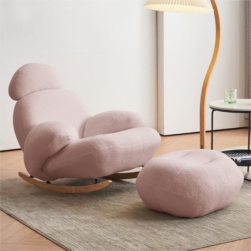 Rocking Chair Couch with Round Arm, Ottoman, Rear Back, Stationary - image 19