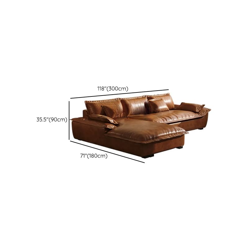 L-Shape Brown Leather Sofa Recliner thumbnail 11