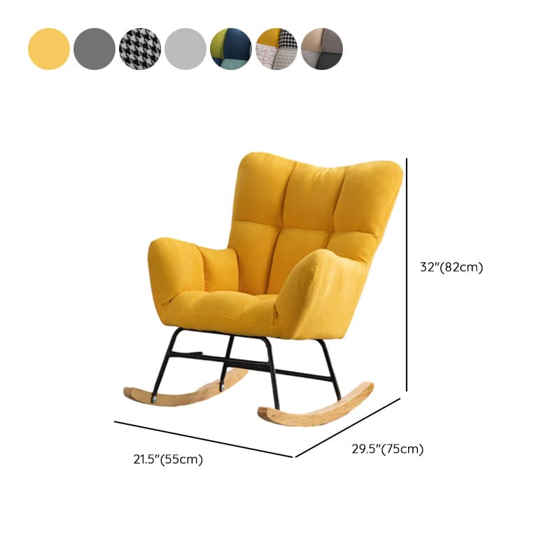 Midnight Black/Olive Green/Lemon Color Ergonomic Stationary Rocking Chair Couch with Rear & Round Arm thumbnail 28