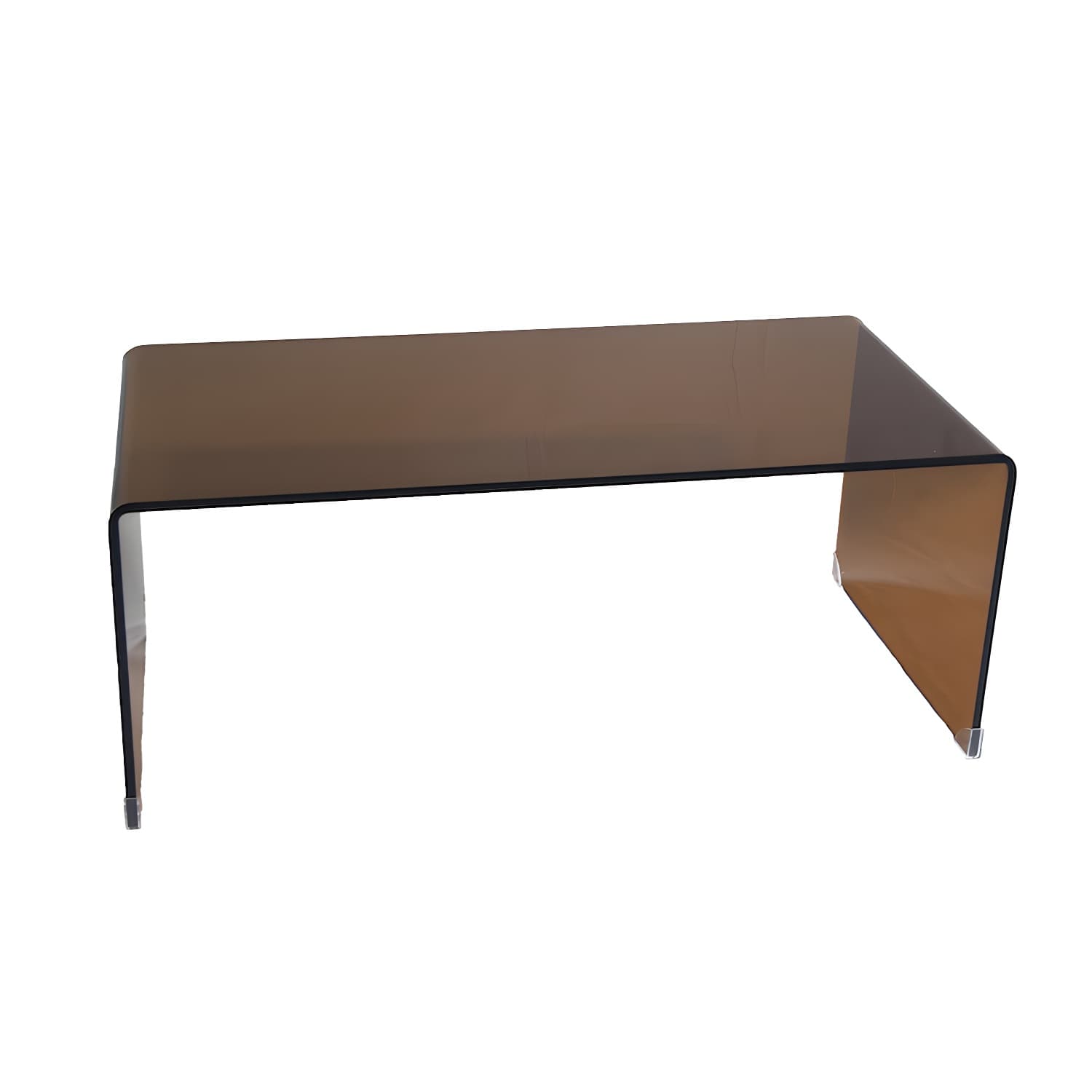 Brown Glass Sled Coffee Table Modern Rectangular 1 Single Cocktail Table thumbnail 10