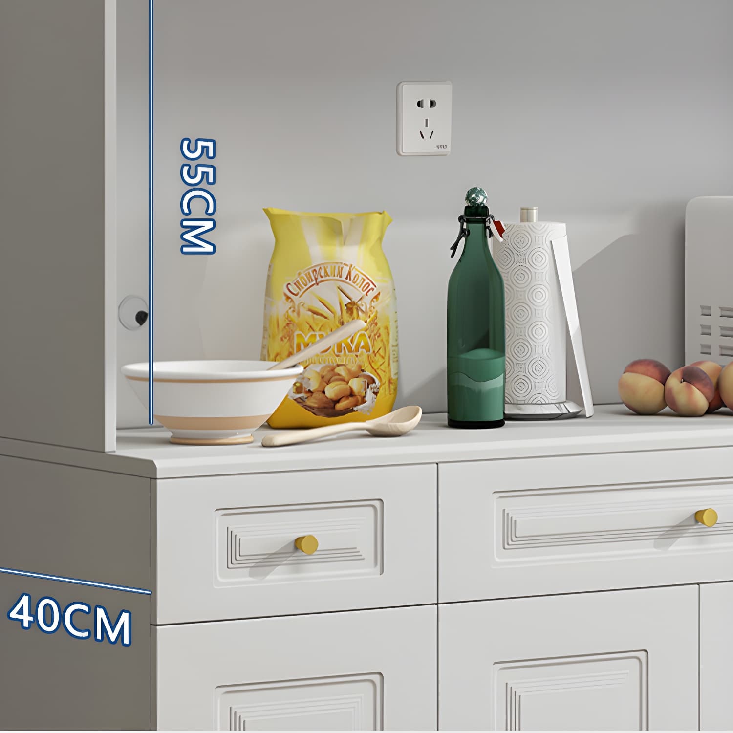 Glam White Wood Sideboard with Storage Cabinets and Included Adjustable Shelving thumbnail 7