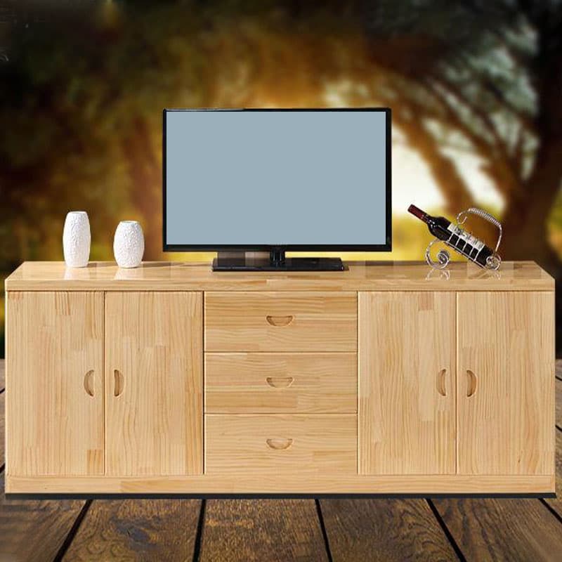 16" Wide Pine Wood Sideboard Table with Doors and Drawers for Living Room thumbnail 1