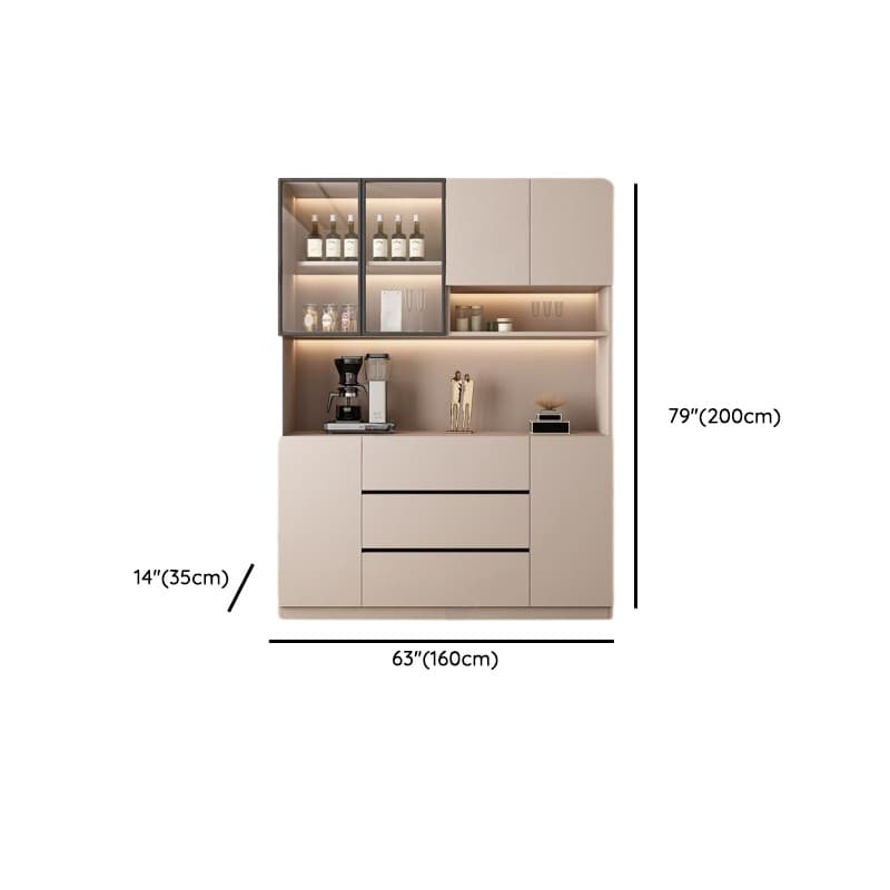 Wide/Standard/Narrow Modern Timber 3 Drawers 2 Shelves/3 Shelves/1 Shelf Glass Doors Pantry Hutch Sideboard thumbnail 21