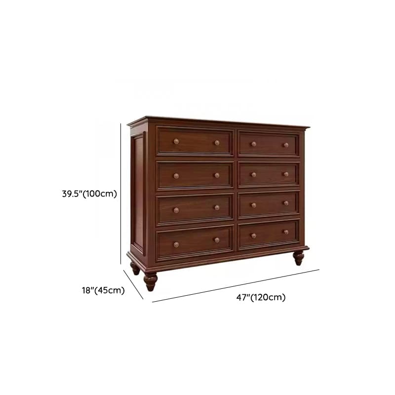 Cocoa Retro Ash Wood Double Dresser/Lingerie Chest/Bachelor Chest with 9/7/8 Drawers in Horizontal/Vertical Orientation thumbnail 10