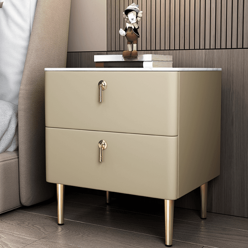 Minimalist 2-Drawer Stone Countertop Bedside Cabinet with Legs thumbnail 9