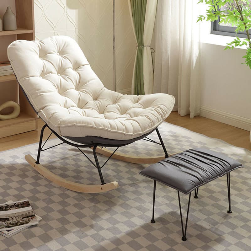 Upholstered Rocking Chair with Wood Legs - Armless Design, Resistant to Scratches and Stains thumbnail 8