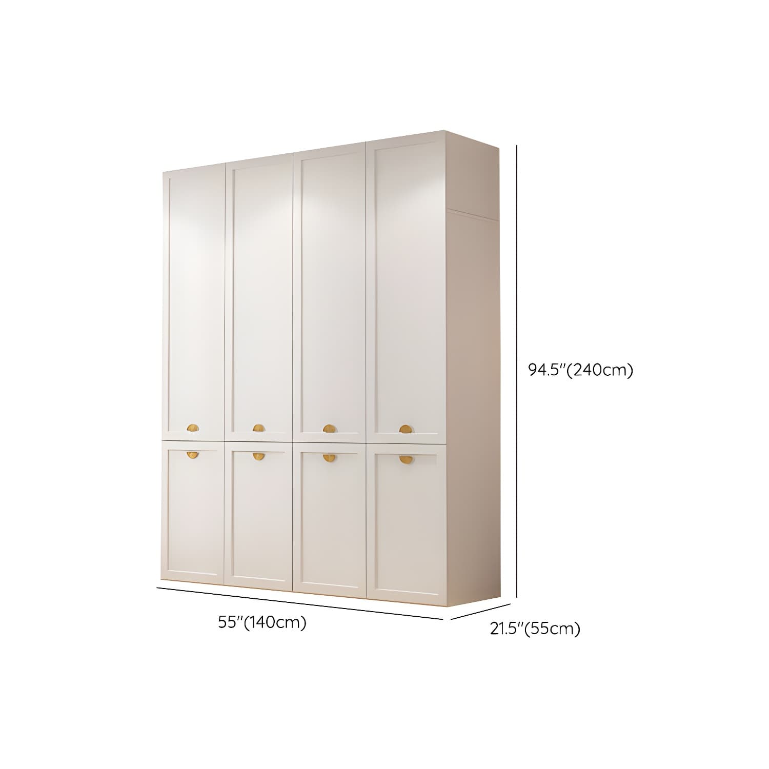 Modern Solid Color Shelves Hinged Doors Cloth Rod Included Cabinet in Beige thumbnail 28
