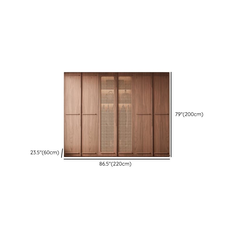 Simplistic Wood Color Timber Wardrobe Closet with Soft Close Door, Interior Shelves, and Hanging Rod thumbnail 11