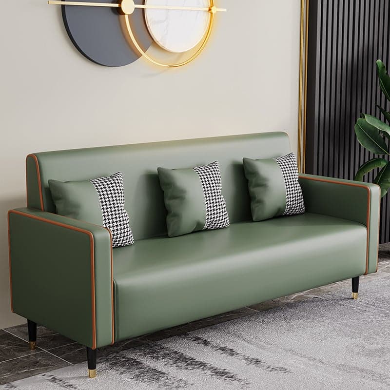 Casual Solid Color Water Resistant Sofa Couch in Grey/Cream/Citrus Color for 3 Person with Square Arm and 3 Pillows thumbnail 4
