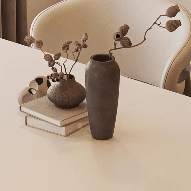 Modern Dining Table Set with Chalk Slate Tabletop, Four Legs and Upholstered Back Cushion Chair for Seats 6/for 4 thumbnail 8