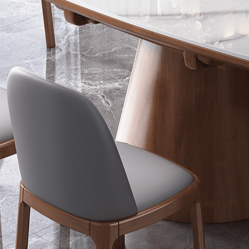 Dining Table Set with Extension Feature and Slate Stone Top, Seats 6/4 People, Variable-sized thumbnail 4