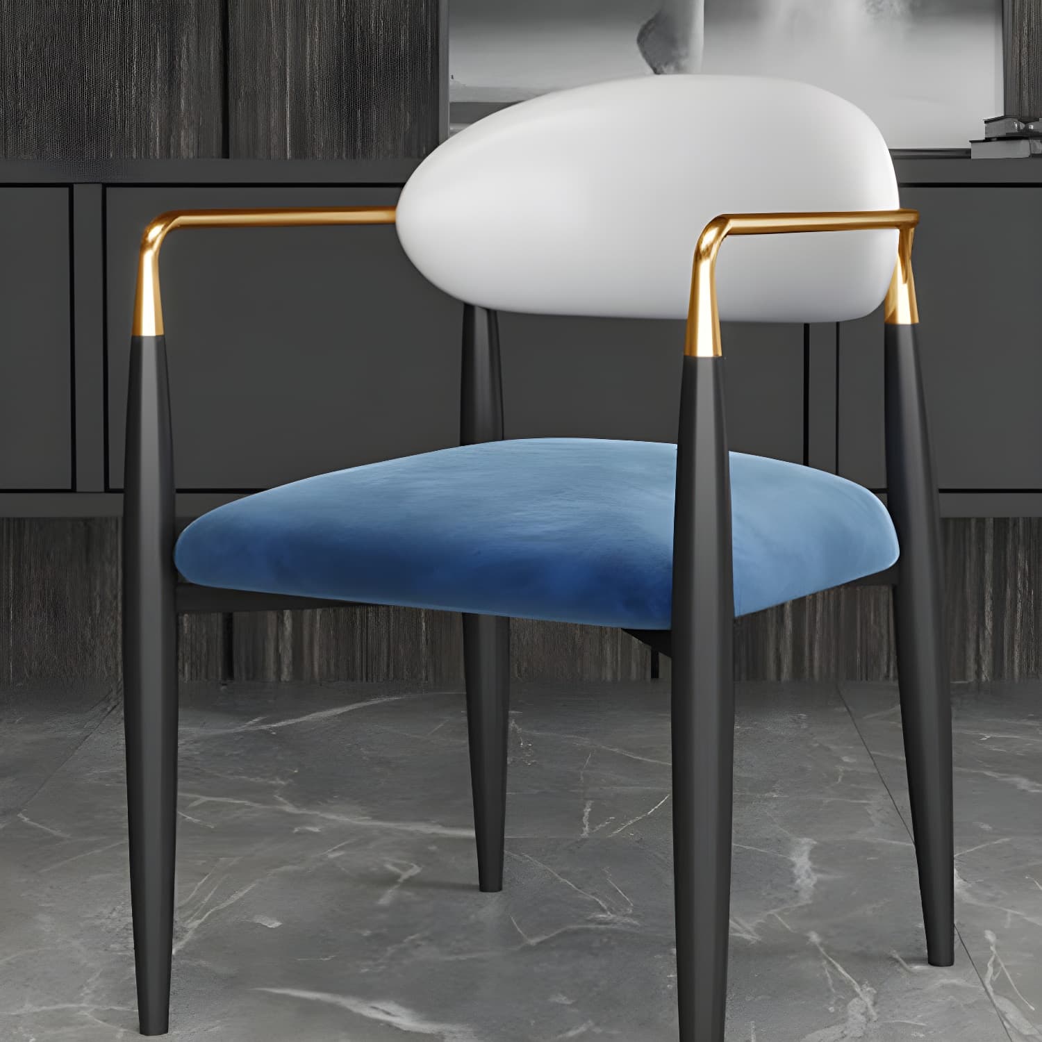 Upholstered Dining Chair Glam Style Open Back Dining Armchair for Indoor thumbnail 18