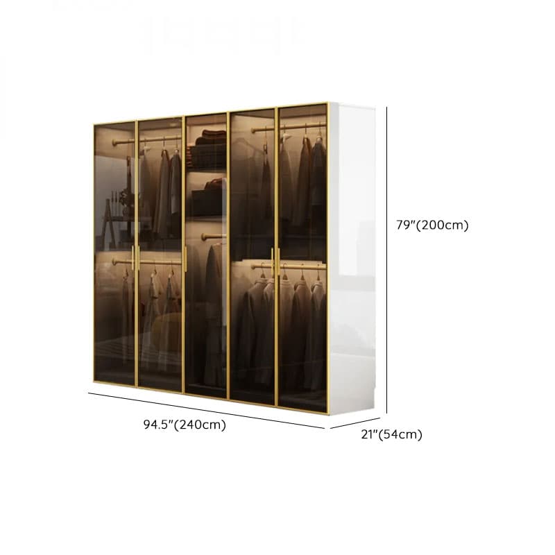 White Trendy Reclaimed Wood Almirah with Soft Close Drawer, Interior Shelves, and Hanging Rod thumbnail 18