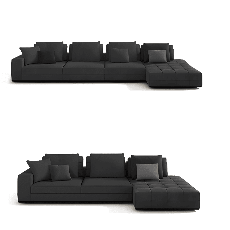 L-Shape Dark Upholstery Corner Sectional, Seats 5 with Button-tufted Design thumbnail 3