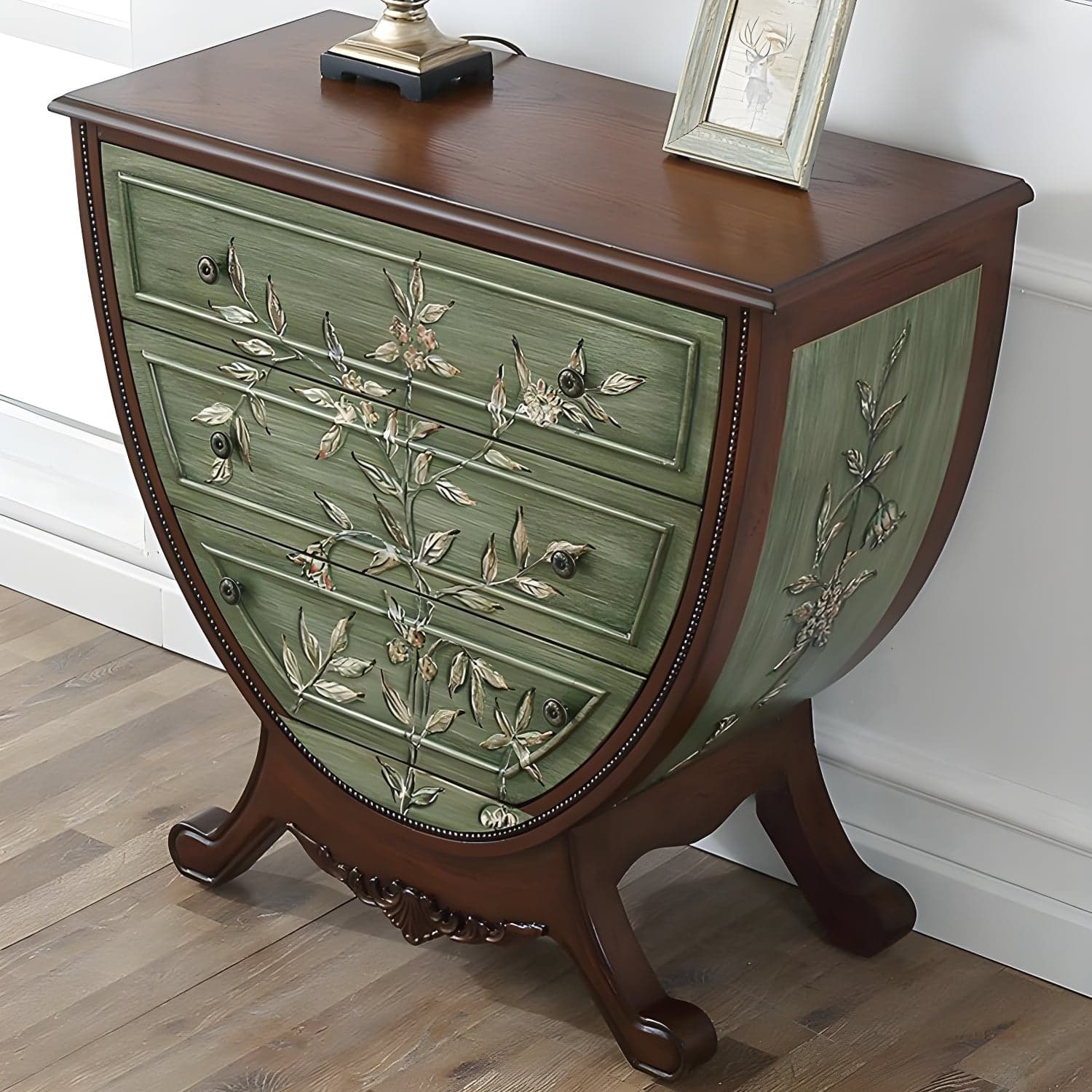 Rustic Wood Chest Vertical Chest with Drawers for Living Room thumbnail 5