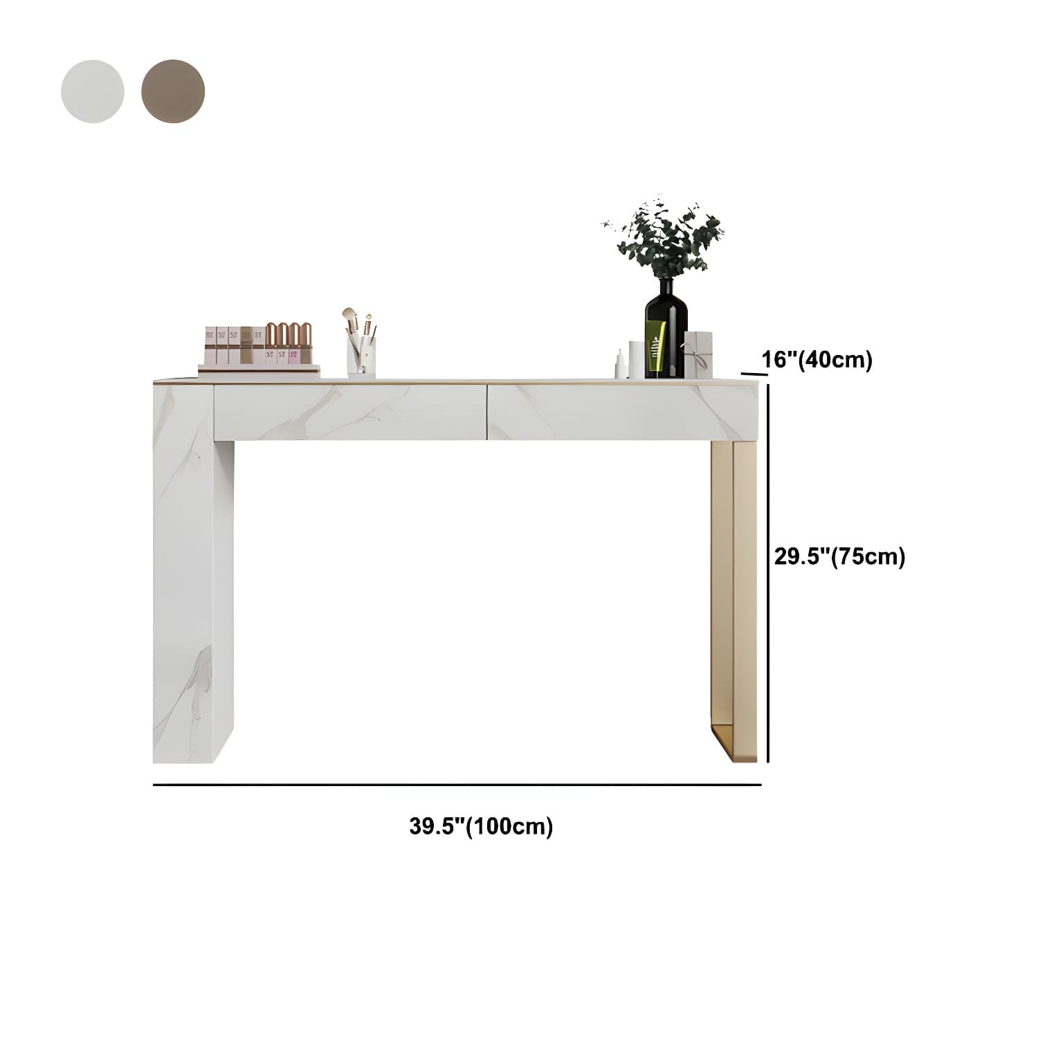 Two Piece Luxurious Vanity Set Stainless Steel and Stone Dresser thumbnail 14