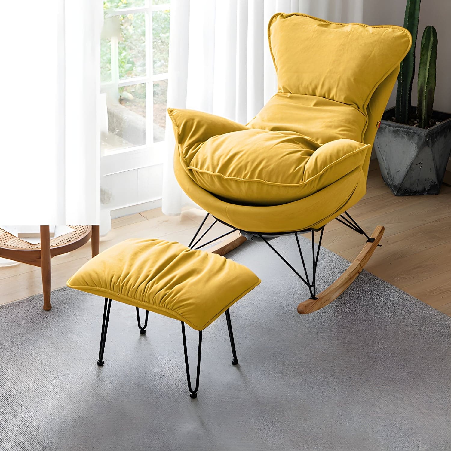Modern Rocking Chair Solid Wood Rocker Chair with Light Legs thumbnail 9