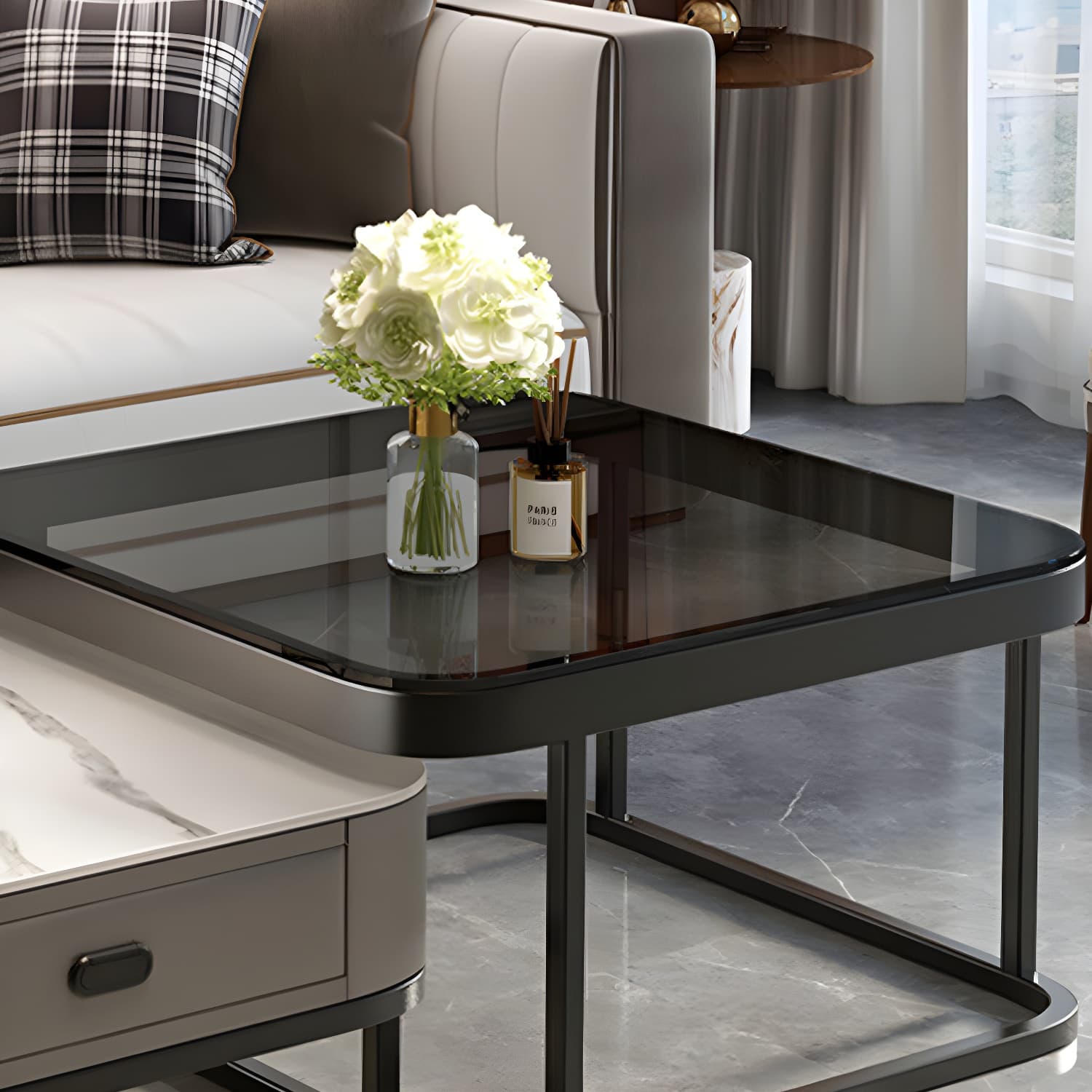 Slate Coffee Table Square 2 Nesting Coffee Table Set for Living Room thumbnail 22