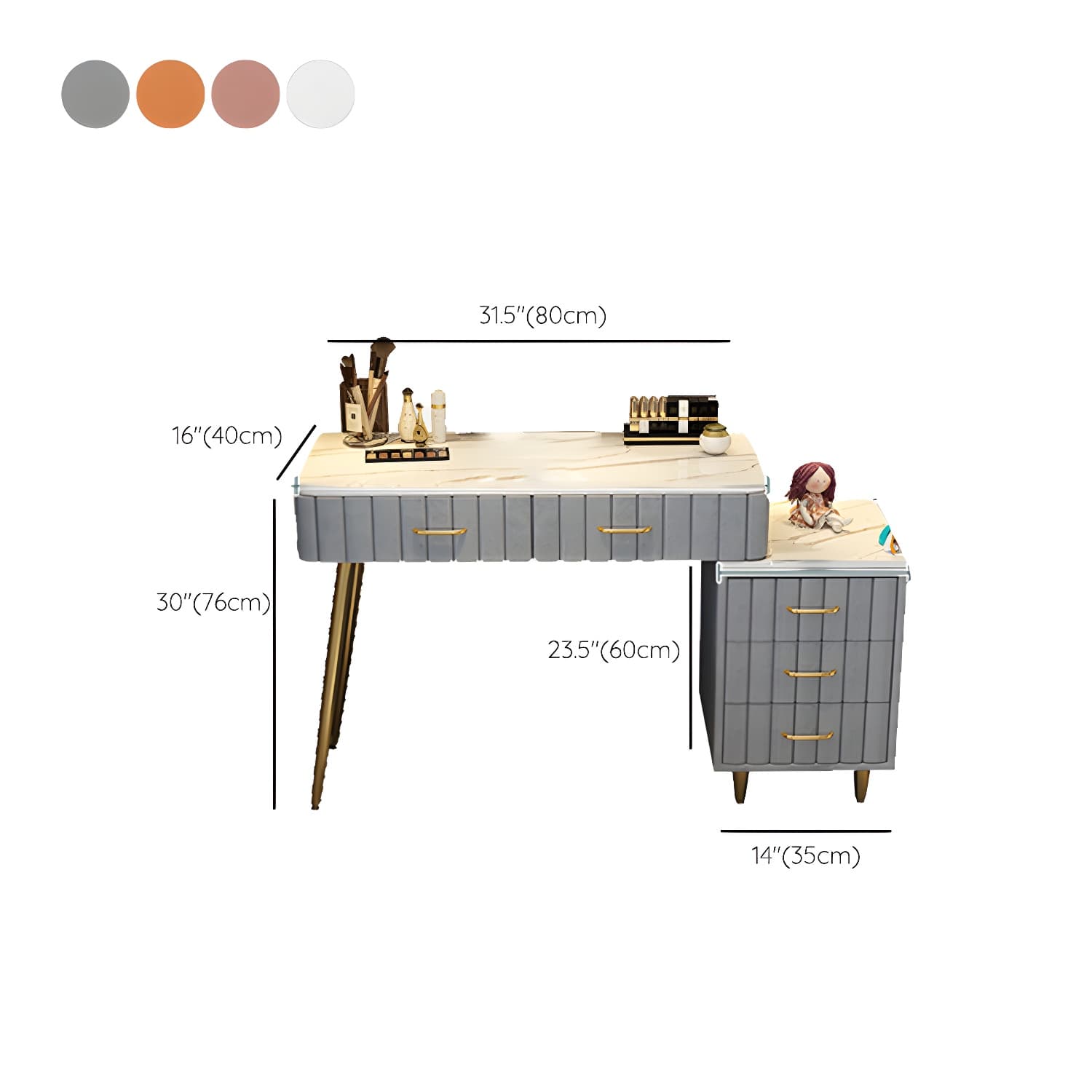 Wooden Makeup Vanity Storage Box Vanity Dressing Table for Bedroom thumbnail 16