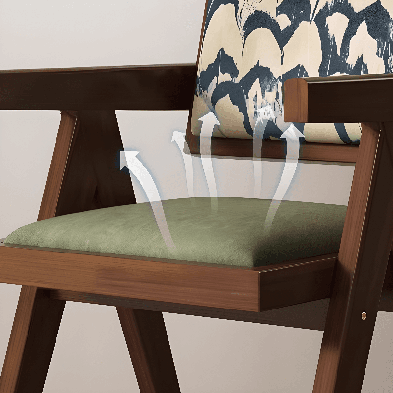 Modish Arm Chair with Ventilated Back, Padded Upholstery, Arms, and Natural Wood Legs thumbnail 6