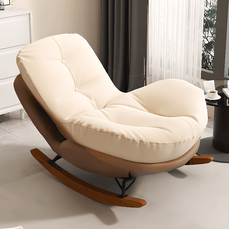 Stationary Upholstered Rocking Chair with Cushioned Rear in a Scandinavian Style, Footstool Included/Not Included thumbnail 12