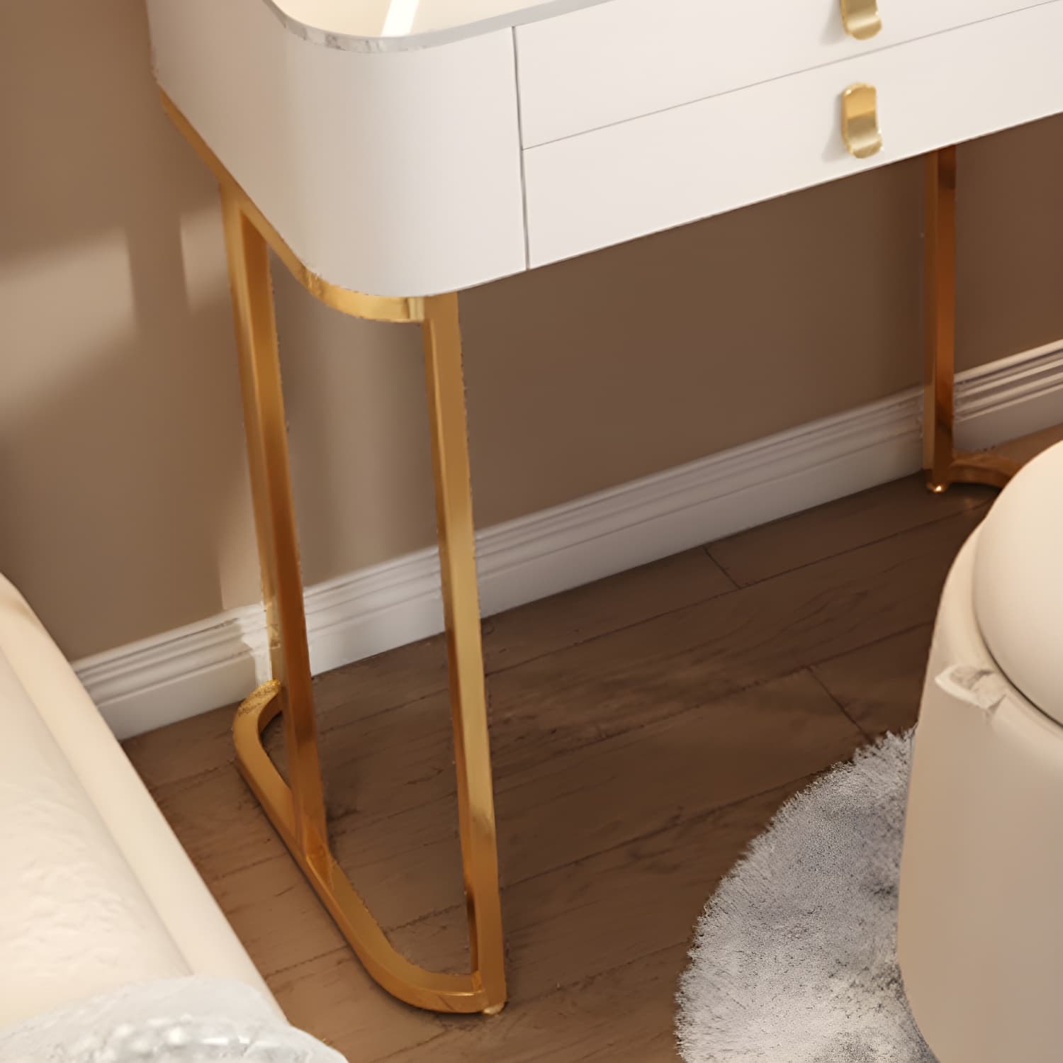 Luxurious Vanity Dressing Table Solid Wood Vanity Set with Stool and Mirror thumbnail 8