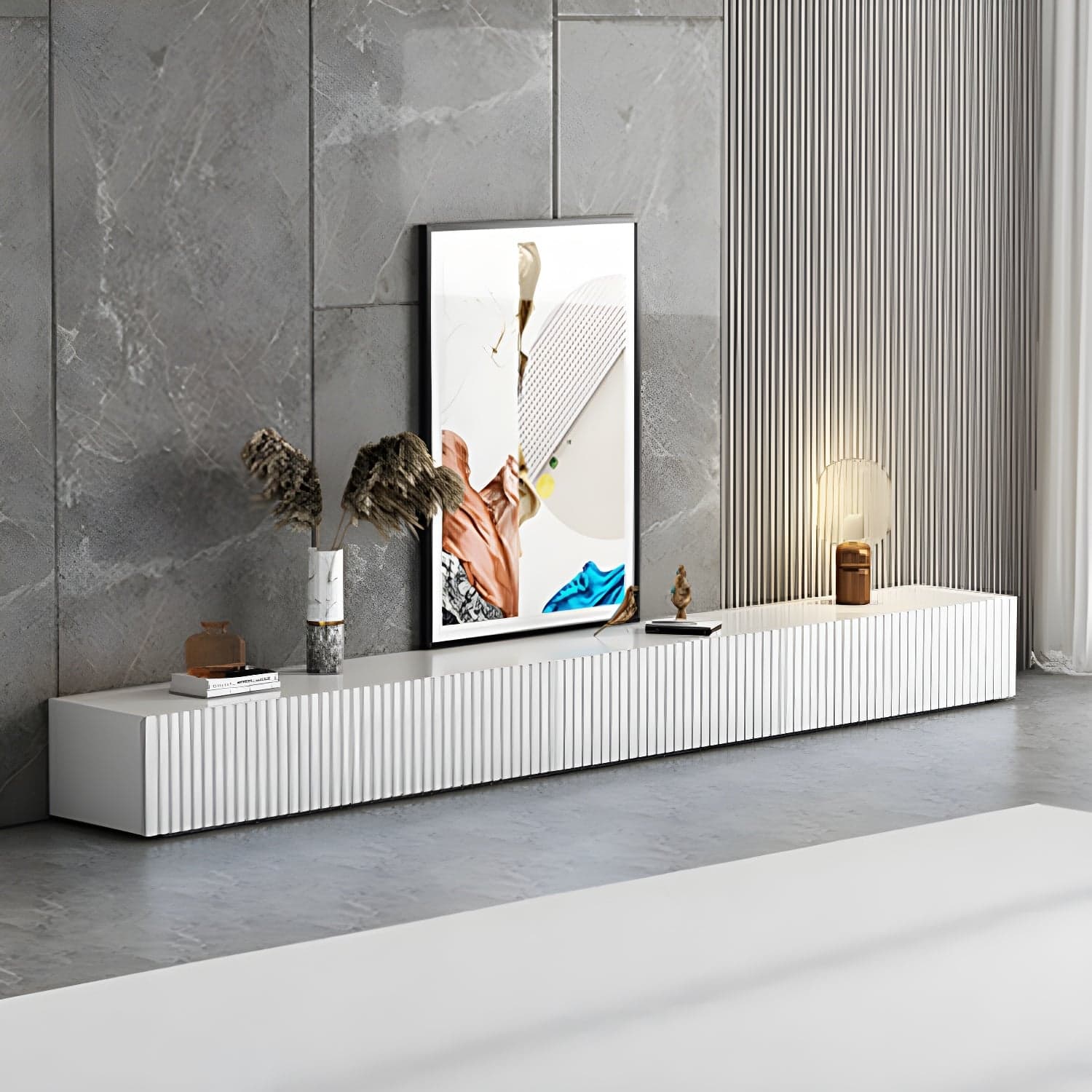 Contemporary TV Stand Console Wood TV Media Stand with Drawers thumbnail 2