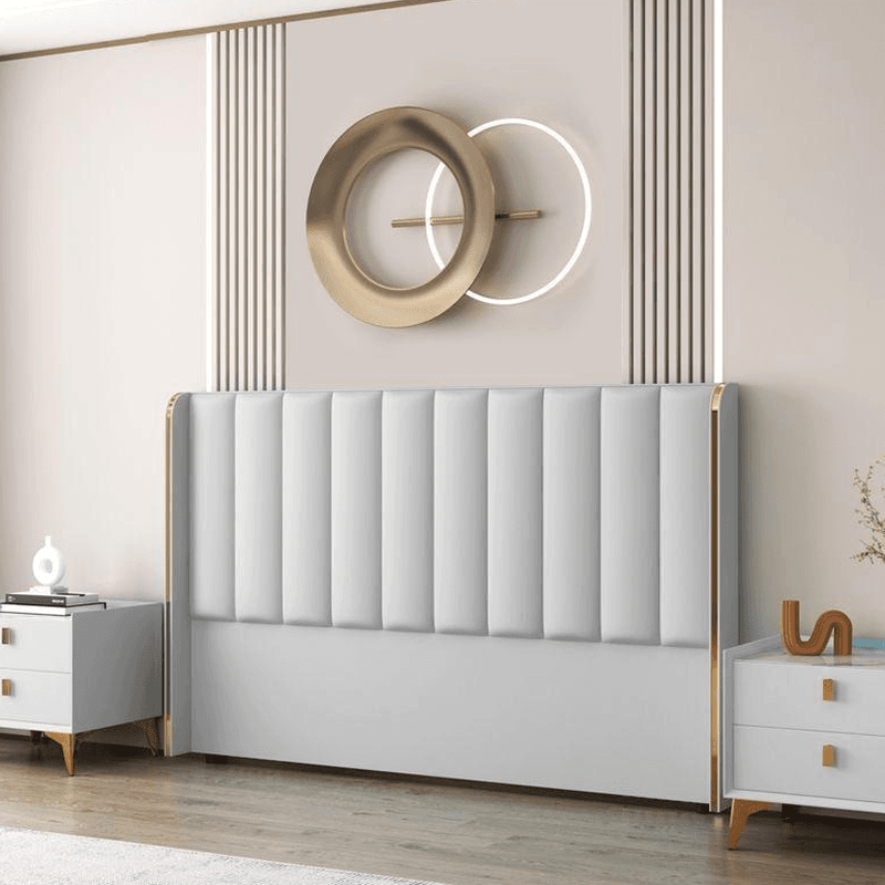 Modish Style Wingback Headboard in Timber with No Distressing, Rectangle Shape for King/Queen/Full Bed, Featuring Sponge Upholstery and Standard Height thumbnail 5