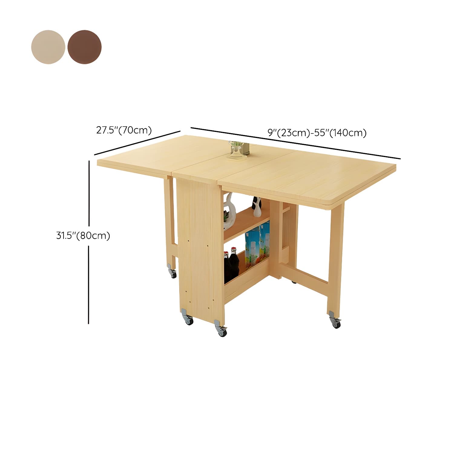 Modern Rectangular Wood Dining Table with Pedestal Base, Seats 4, Drop Leaf Design thumbnail 18