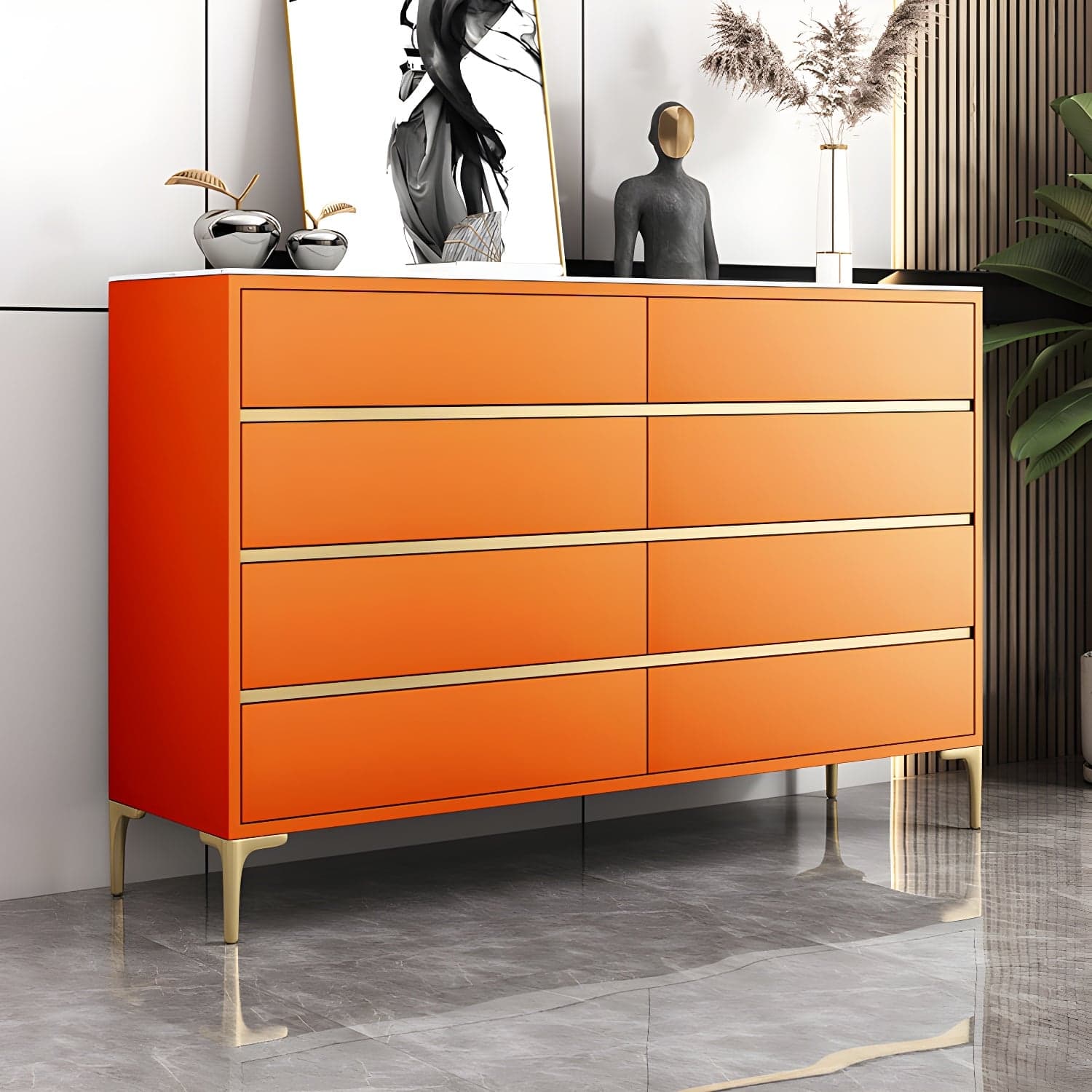 Glam Vertical Stone Storage Chest Bedroom Chest with 8 Drawers - image 15