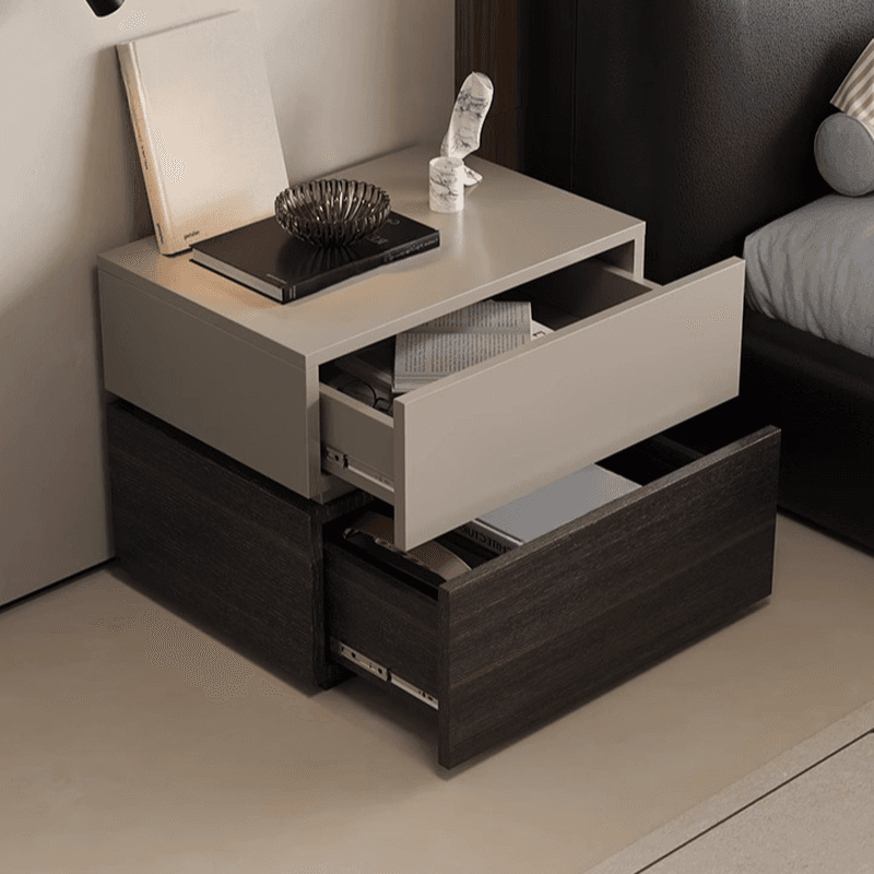 Organic Modern Nightstand With Drawer Organization Featuring 2 Drawers and Real Wood Countertop thumbnail 7