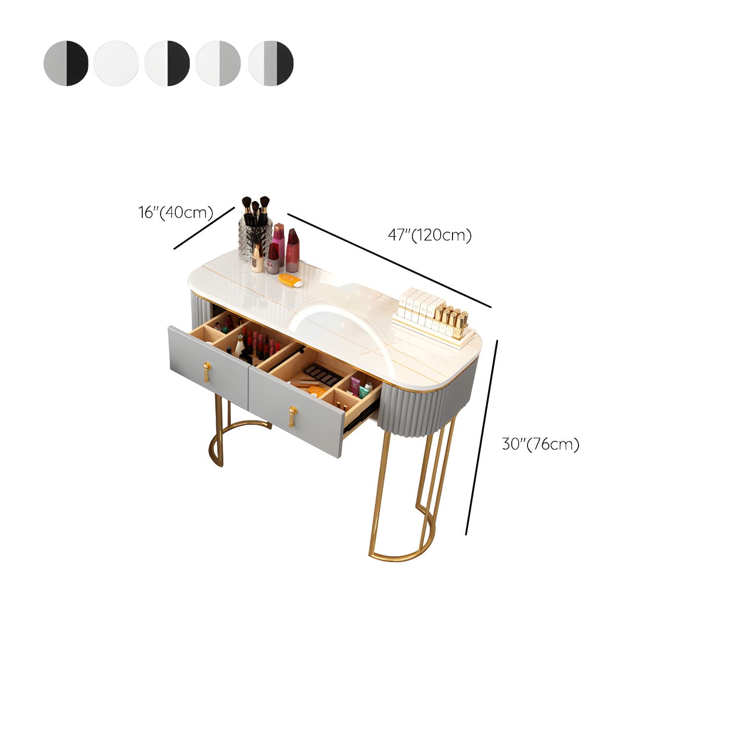 Lighted Mirror Makeup Vanity Storage Box Vanity Dressing Table for Bedroom thumbnail 21